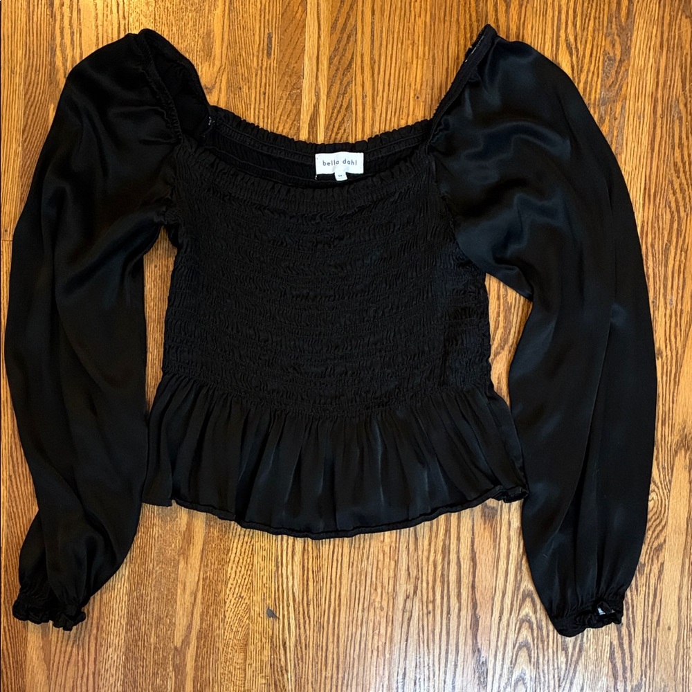 Bella Dahl Black Smocked Blouse